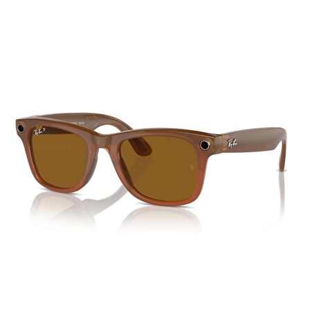 Ray-Ban Meta Wayfarer Akilli Gozluk Parlak Karamel Polarize Sari RW4006