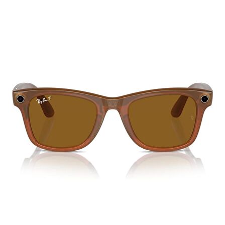 Ray-Ban Meta Wayfarer Akilli Gozluk Parlak Karamel Polarize Sari RW4006