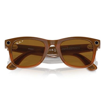 Ray-Ban Meta Wayfarer Akilli Gozluk Parlak Karamel Polarize Sari RW4006