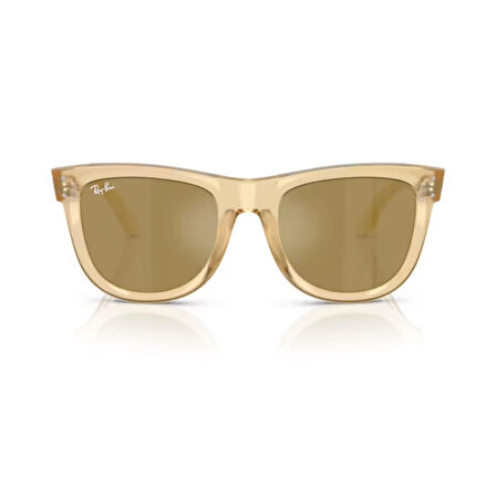 Ray-Ban RBR 0502S 68215A 50 Wayfarer Reverse Aynalı Unisex Kare Şeffaf Sarı Kemik Güneş Gözlüğü