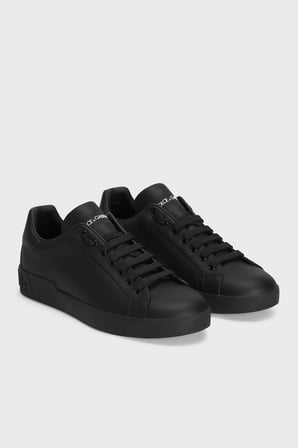 Dolce Gabbana Deri Logolu Sneaker Ayakkabı Erkek AYAKKABI CS1772 A1065 80999 SİYAH