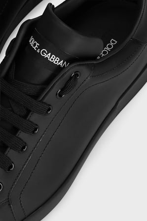 Dolce Gabbana Deri Logolu Sneaker Ayakkabı Erkek AYAKKABI CS1772 A1065 80999 SİYAH