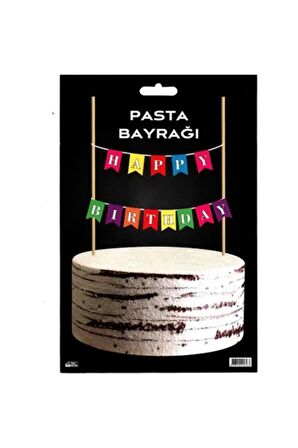 Happy Birthday Renkli Pasta Bayrağı