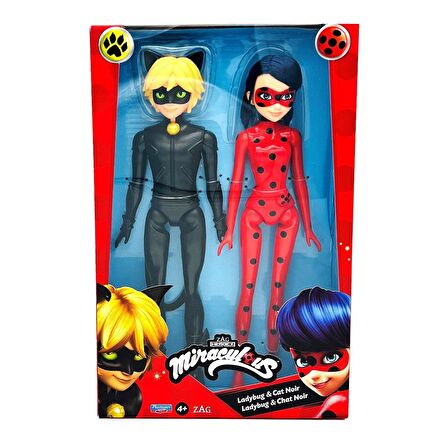 MRA67000 Miraculous 26 cm LadyBug ve Cat Noir - 50275