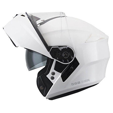CGM 568A BER MONO ÇENE AÇILIR MOTOSİKLET KASKI BEYAZ / L