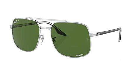 RAY-BAN  3699 003/P1 56  Erkek GÜMÜŞ Köşeli Çerçeve Güneş Gözlüğü