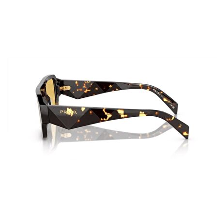 Prada PR A05S 16010C 53 Unisex Dikdörtgen Kırçıllı Kahverengi Kemik Güneş Gözlüğü