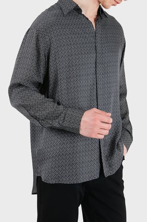 Emporio Armani Desenli Relaxed Fit Uzun Kollu Gömlek Erkek GÖMLEK EM005762 AF13285 FC318 SİYAH