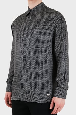 Emporio Armani Desenli Relaxed Fit Uzun Kollu Gömlek Erkek GÖMLEK EM005762 AF13285 FC318 SİYAH