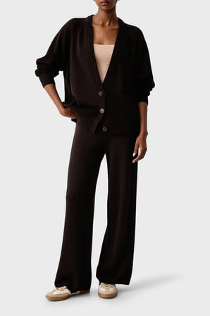 Armani Exchange Logolu % 100 Pamuk V Yaka Düğmeli Hırka Kadın HIRKA XW002878 AF16552 U6032 KAHVE