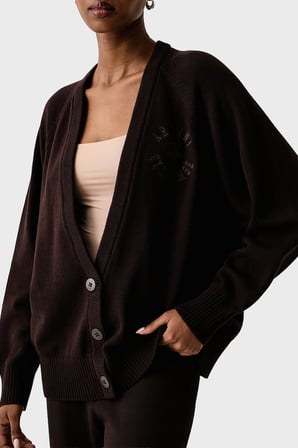 Armani Exchange Logolu % 100 Pamuk V Yaka Düğmeli Hırka Kadın HIRKA XW002878 AF16552 U6032 KAHVE