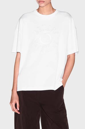 Armani Exchange Logolu Pamuklu Oversize Bisiklet Yaka T Shirt Kadın T SHİRT XW002959 AF15085 U0002 BEYAZ
