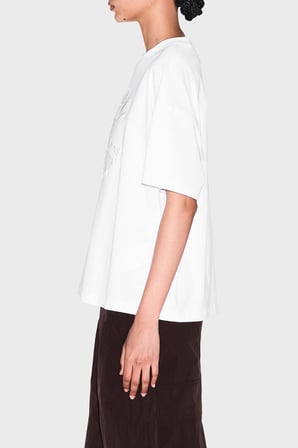Armani Exchange Logolu Pamuklu Oversize Bisiklet Yaka T Shirt Kadın T SHİRT XW002959 AF15085 U0002 BEYAZ
