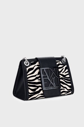 Armani Exchange Zebra Desenli Zincir Askılı Çanta Kadın ÇANTA XW000281 AF26445 MC149 SİYAH