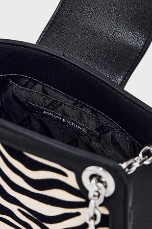 Armani Exchange Zebra Desenli Zincir Askılı Çanta Kadın ÇANTA XW000281 AF26445 MC149 SİYAH