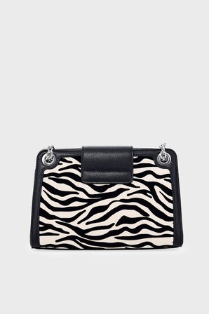 Armani Exchange Zebra Desenli Zincir Askılı Çanta Kadın ÇANTA XW000281 AF26445 MC149 SİYAH