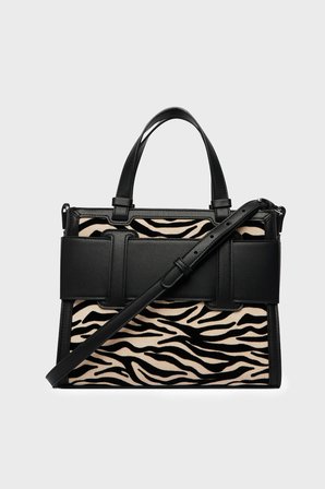 Armani Exchange Zebra Desenli Çıkarılabilir Askılı Çanta Kadın ÇANTA XW000392 AF26445 MC149 SİYAH
