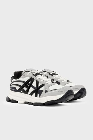 Armani Exchange Logolu Sneaker Ayakkabı Erkek AYAKKABI XM003608 AF29104 M8457 Gri-Beyaz-Siyah