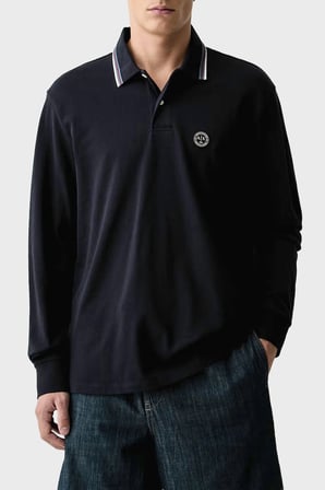 Armani Exchange Logolu % 100 Pamuk Regular Fit Düğmeli Polo Erkek POLO XM003427 AF13026 UB101 LACİVERT