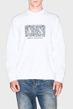 Armani Exchange Pamuk Karışımlı Regular Fit Bisiklet Yaka Sweat Erkek SWEAT XM002888 AF10818 U0009 BEYAZ