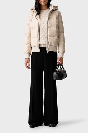Armani Exchange Kapitoneli Regular Fit Kapüşonlu Yaka Mont Kadın MONT XW000228 AF12286 U1039 EKRU