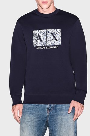 Armani Exchange Pamuk Karışımlı Regular Fit Bisiklet Yaka Sweat Erkek SWEAT XM002888 AF10818 UB101 LACİVERT