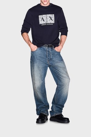Armani Exchange Pamuk Karışımlı Regular Fit Bisiklet Yaka Sweat Erkek SWEAT XM002888 AF10818 UB101 LACİVERT