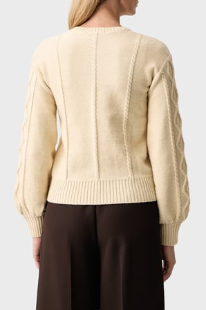 Armani Exchange Regular Fit Örgü Desenli V Yaka Kazak Kadın KAZAK XW002893 AF25938 U1111 BEJ