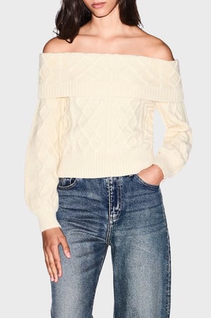 Armani Exchange Regular Fit Örgü Desenli Kayık Yaka Kazak Kadın KAZAK XW002644 AF25938 U1111 BEJ