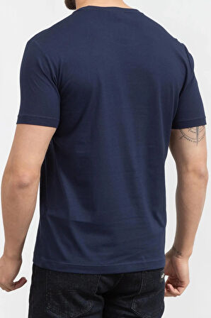 Bisiklet Yaka Erkek T-Shirt-Mavi | XL