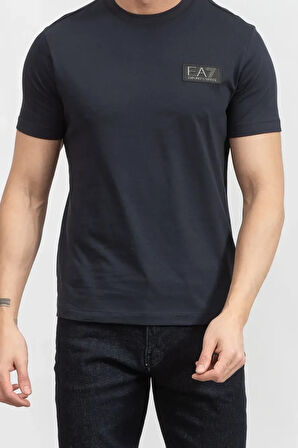 Bisiklet Yaka Erkek T-Shirt-Koyu Mavi | M