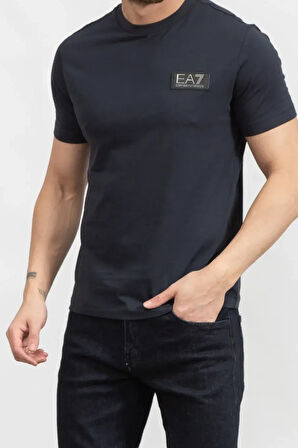 Bisiklet Yaka Erkek T-Shirt-Koyu Mavi | XL