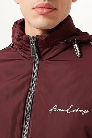 Erkek Regular Fit Omuzları Şeritli Fermuarlı Mont - Bordo | S