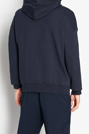 Erkek Fermuarlı Sweatshirt-Lacivert | XL