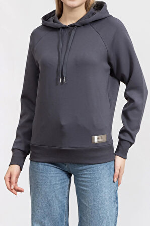 Kadın FELPA Kapüşonlu Sweatshirt-Antrasit | L