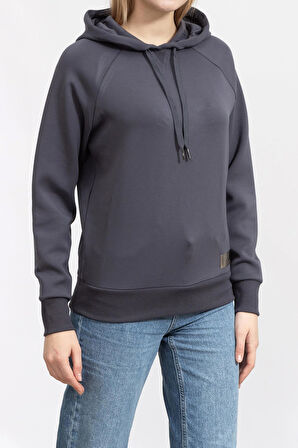 Kadın FELPA Kapüşonlu Sweatshirt-Antrasit | L
