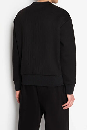 Erkek Bisiklet Yaka Sweatshirt-Siyah | XS