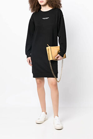 Kadın Logo Baskılı Elbise - Siyah | M