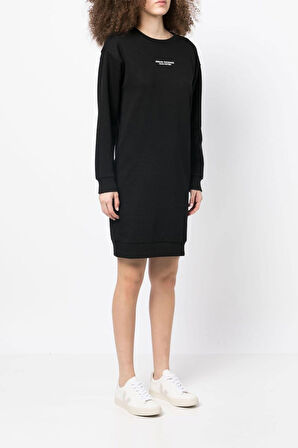 Kadın Logo Baskılı Elbise - Siyah | M