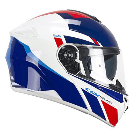 CGM 568S BER SPORT ÇENE AÇILIR MOTOSİKLET KASKI MAVİ-BEYAZ / L
