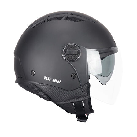 CGM 116A AIR Açık Kask SİYAH Uzun Vizör+Güneş Vizörlü -M