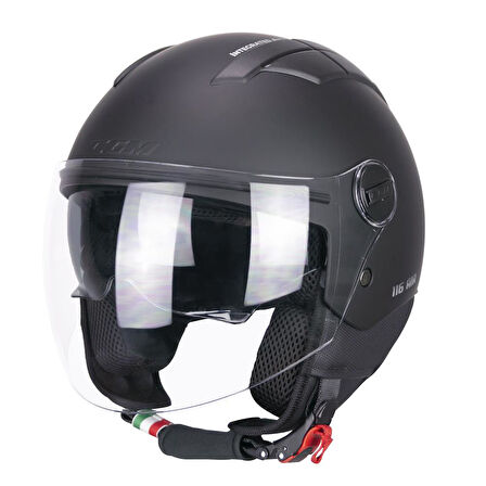 CGM 116A AIR Açık Kask SİYAH Uzun Vizör+Güneş Vizörlü -M