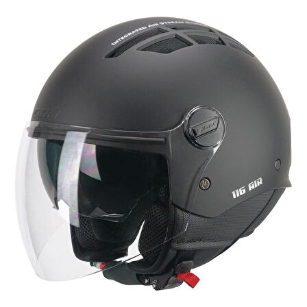 CGM 116A AIR Açık Kask SİYAH Uzun Vizör+Güneş Vizörlü -M