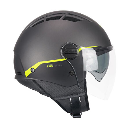 CGM 116G AIR BICO Açık Kask GRİ-SİYAH-SARI Uzun Vizör+Güneş Vizörlü -M