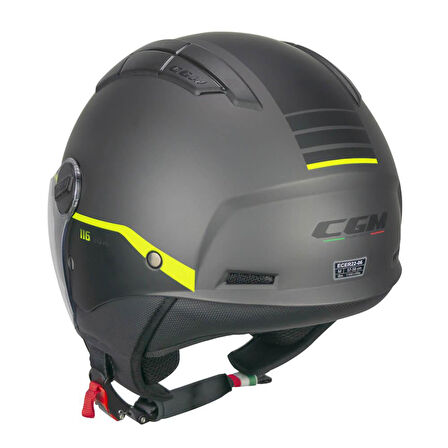 CGM 116G AIR BICO Açık Kask GRİ-SİYAH-SARI Uzun Vizör+Güneş Vizörlü -M