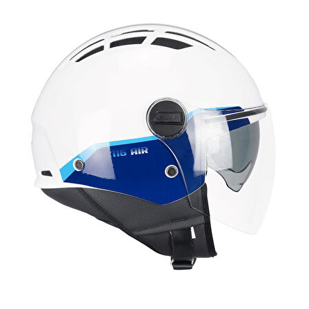CGM 116G AIR BICO Açık Kask MAVİ-BEYAZ Uzun Vizör+Güneş Vizörlü -M