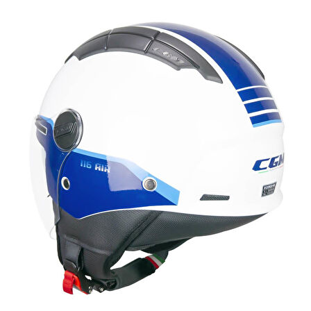 CGM 116G AIR BICO Açık Kask MAVİ-BEYAZ Uzun Vizör+Güneş Vizörlü -M