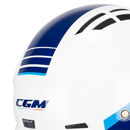 CGM 116G AIR BICO Açık Kask MAVİ-BEYAZ Uzun Vizör+Güneş Vizörlü -M