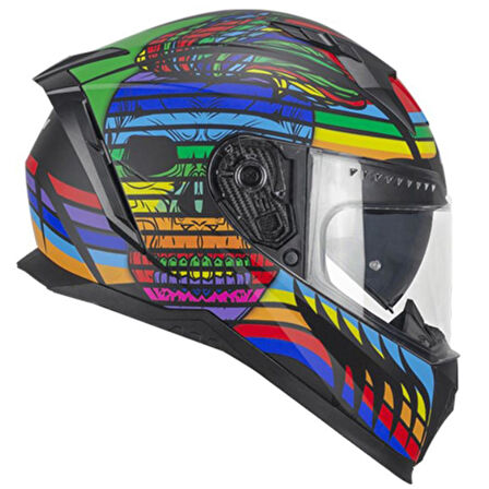 CGM 311X BLAST SKULL KAPALI MOTOSİKLET KASKI Gökkuşağı XXL