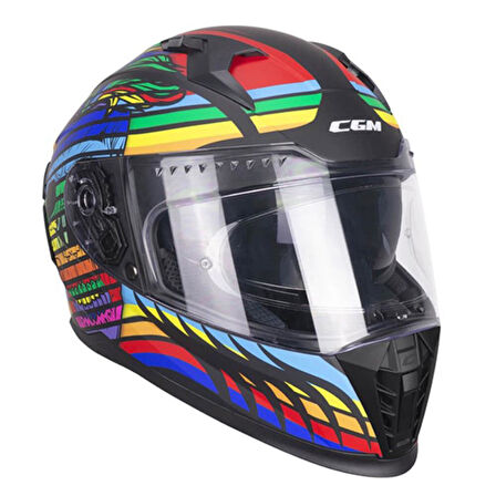 CGM 311X BLAST SKULL KAPALI MOTOSİKLET KASKI Gökkuşağı XXL